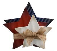 Nexbrill Red White Blue Wooden Stars 3Pcs Standing Display