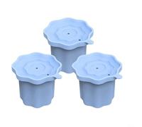 Nexbrill Silicone Ice Cube Trays for Owala 24oz Bottle: 3-Pack for molds with Lids, Easy Release Round Ice for Rapid Cooling in Coffee, Cocktails and Whiskey, 7.4x8.5cm(3-Pack Light Blue)