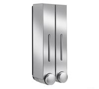 Nexbrill Soap Dispenser 3 Compartment 420ML Wall Mounted Holder ABS Plastic No Drill Hygienic Storage Modern Design for Bathroom Hotel Gym Kitchen White Silver Black(Silver Double)