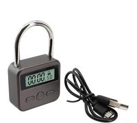 Nexbrill Timer Lock with LCD Display, USB Rechargeable Electronic Padlock for Time Management, Zinc Alloy Waterproof Safety Lock for Travel Office School, 4.5x3.3 Inch Grey