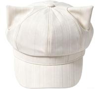 Nexbrill Women's Striped Corduroy for Beret with Cat Ears Vintage Women's | Vintage stripe pattern, retro charm, artistic flair, autumn winter style, classic literary design