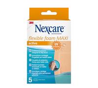 Nexcare Active Flexible Foam MAXI Plasters , 50 mm x 101 mm, 5 Plasters per Pack, Breathable and Waterproof for Minor Wounds, Scratches, Bandages for First Aid Kits