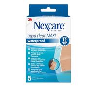 Nexcare Aqua Clear MAXI Waterproof Bandages, 5 Plasters per Pack, 60 mm x 88 mm, Waterproof, for Wounds and Minor Scratches, Plasters for First Aid Kits