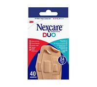 Nexcare DUO Plasters, Assorted Sizes, 40 Plasters per Pack, Holds Strong for up to 24 Hours, Pain-free Removal, Water Resistant Plasters for Wounds and Minor Scratches, Plasters for First Aid Kits