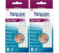 Nexcare Steri-Strip Skin Closures, Assorted Sizes, 8 Plasters per Pack, Suitable for Securing and Closing Small Cuts and Wounds, for First Aid Kits (Pack of 2)