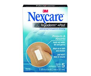 Nexcare Tegaderm + Pad Waterproof Transparent Dressing, 2.375 x 4 inches, 5-Count