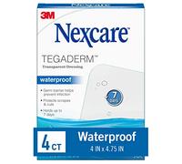 Nexcare Tegaderm Waterproof Transparent Dressing, Comfortable, Stretchy, Wear Up to 7 Days, 4-Inches X 4-3/4-Inches, 4 Count