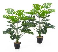 NeXcellere 2 Pack Realistic Artificial Plants Outdoor/Indoor with Pot,Tall Fake Plants Room Decor,Large Faux Plants for Outdoors,Palm Trees for Garden Accessories,No Maintenance Required(Monstera)