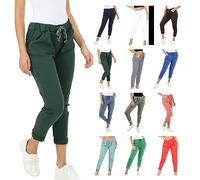 NexFave® Women Magic Plain Stretch Trousers Ladies Joggers Smart Pants Fashion Trends Comfy Crushed Casual Jeggings Plus Size Hunter Green 18-20