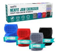 NexFit Jaw Exerciser for Men & Women - 4-Level Resistance Face & Neck Toning Device - Food-Grade Silicone Double Chin Reducer - 8 Piece Kit with Carry Cases - Compact, Safe Design for Sculpted Jawline