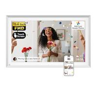 NexFoto 15.6 Inch Touchscreen Digital Picture Frame 64GB, FHD IPS WiFi Digital Photo Frame, Add Photos from Google Photos, Upload Videos via App/USB, Gifts for Newlywed, Wedding, Housewarming, Silver