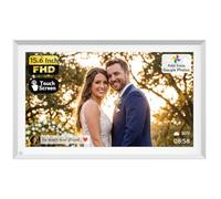 NexFoto 15.6" Touchscreen Digital Picture Frame, 64GB Digital Photo Frame FHD WiFi, Add Pics from Google Photos, Upload Videos via App/USB, Gifts for Wedding/Mom/Grandpartents, Silver
