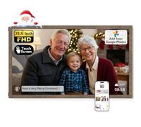 NexFoto 21.5 Inch Digital Photo FrameTouchscreen, Large Digital Picture Frame 64GB, Add Photos from Google Photos, Upload Videos via APP/USB Instantly, for Christmas/Housewarming, Dark Wood