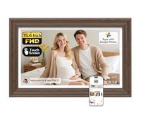 NexFoto Digital Picture Frame 15.6'' WiFi, FHD Touchscreen 1920 * 1080 with 64GB - Share Photos Instantly, Wall Mountable, for Wedding/Mom/Birthday (Walnut)