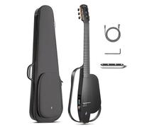 NEXG 2N Acoustic-Electric Guitar Set - Black Carbon Fiber Classical Nylon String Travel Guitar for Adults with 50W Wireless Speaker Wireless Microphone Hi-Fi Earphones Footswitch Strap and Gigbag
