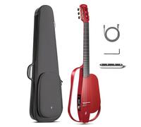 NEXG 2N Acoustic-Electric Guitar Set - Red Carbon Fiber Classical Nylon String Travel Guitar for Adults with 50W Wireless Speaker Wireless Microphone Hi-Fi Earphones Footswitch Strap and Gigbag