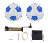 Nexhyp 2 Pack Premium Leather Kids Football Size 5 - Durable Soccer Ball and Pump for Boys Girls Adults, All-Weather Indoor Outdoor Football Training & Competition Use (Blue White)