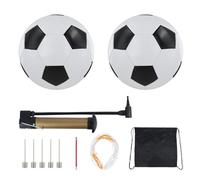 Nexhyp 2 Pack Premium Leather Kids Football Size 5 - Durable Soccer Ball and Pump for Boys Girls Adults, All-Weather Indoor Outdoor Football Training & Competition Use (Black White)
