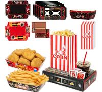 Nexhyp 48PCS Movie Night Accessories Snack Tray Set - Reusable Cardboard Popcorn Boxes, Snack Trays, Movie Ticket Cards for Home Cinema Nights, Themed Parties and Family Movie Nights