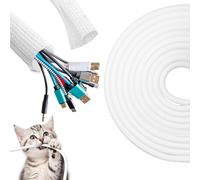 Nexhyp 5M White Cable Tidy Cord Protector - 10mm Cable Sleeve for TV/PC, Wire Covers for Cables, Pet-Safe Wire Protector for Home and Office Cable Management
