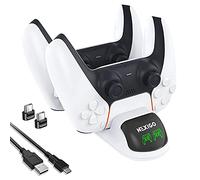 NexiGo DOBE PS5 Controller Charger Docking Station, Dual USB Type C Fast Charging Station with LED Indicator, Safety Chip Protection, Perfect for Sony Playstation 5 Controller, White