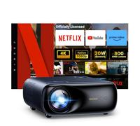 NexiGo PJ40 Ultra Outdoor Netflix Projector, Officially Licensed Netflix/YouTube/Prime Video, 800 ANSI Lumen, AI Image Enhancement, Native 1080p, 20W Speaker, 4K Support Video Projector, Auto Keystone