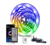 Nexillumi 5M LED Strip Lights, Bluetooth RGB Light Strips with Remote & App Control, Colour Changing Tape Lights, Music Sync Dimmable LED Lighting for Bedroom, Home Christmas Decor