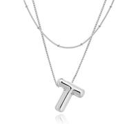NEXIULT Bubble Letter Necklace, 18K Gold Plated Layered Balloon A-Z Initial Necklace for Women, Chunky Letter Pendant Necklace Dainty Jewelry Gift, Gold Plated, No Gemstone