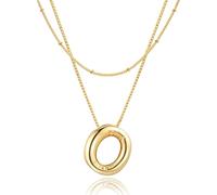 NEXIULT Bubble Letter Necklace, 18K Gold Plated Layered Balloon A-Z Initial Necklace for Women, Chunky Letter Pendant Necklace Dainty Jewelry Gift, Gold Plated, No Gemstone