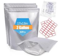 NexLevVac 30PCS 2Gallon 17"X13" Mylar Bags for Food Storage with Oxygen Absorbers&Lables,10 Mil Thick Resealable Stand-Up Zipper&Heat Sealable Bags for Long Term Food Storage,Dried Food