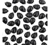 Nexlynk 100PCS Crystal Glass Beads 8×10mm, Black Faceted Teardrop Shape Beads, Shiny Crystal Beads Bulk for Jewellery Making, Necklace Bracelet Earring DIY Craft Projects