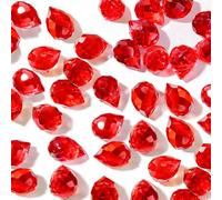 Nexlynk 100PCS Crystal Glass Beads 8×10mm, Ruby Red Faceted Teardrop Shape Beads, Shiny Crystal Beads Bulk for Jewellery Making, Necklace Bracelet Earring DIY Craft Projects