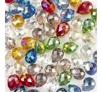 Nexlynk 100pcs Mixed Color Faceted Crystal Glass Beads 8x10mm, Shiny Teardrop Shape Glass Beads for Jewelry Making, Crystal Beads for Bracelet Necklace Earring DIY Craft
