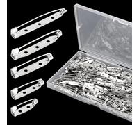 Nexlynk 200Pcs Brooch Pin Back 5 Size Silver Badge Pins Bar Fastener