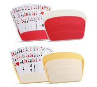 Nexlynk 4Pcs 3 Layer Playing Card Holder, Foldable Tabletop Card Game Holder, Hands Free Fan Shaped Card Holder for UNO Poker Canasta Bridge Family Game Night Accessories (Red Yellow)