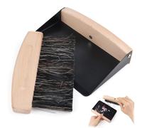 Nexlynk Mini Dustpan and Brush Set Black Tabletop Dustpan with Wooden Handle Small Handheld Dustpan and Broom Set for Desk Countertop Kitchen Crumbs Cleaning Portable Cleaning Tool