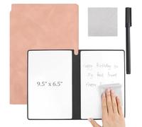 Nexlynk Reusable A5 Dry Erase Notebook, Portable Whiteboard Notepad 24.2x16.5 cm, PU Hardcover Erasable Notebook with Wipeable Pen and Cleaning Cloth, For Office Study Business Meeting (Pink)