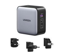 UGREEN 65W USB C Charger, Nexode GaN Charger 3-Port Fast Wall Charger, US/UK/EU Plug for Travel, Compatible with MacBook Pro, Dell XPS, iPhone