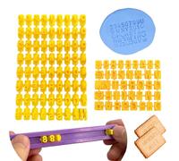 Nexolia 113 Pcs Clay Letter Stamps, Clay Biscuit Letter Stamp,Adult Baking DIY Alphanumerical Stamps(3 set) , large size, Yellow and Purple