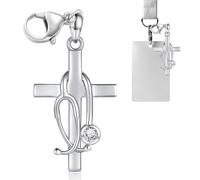 Nexolia Silver Cross with Stethoscope Charm Badge Buddy Medical Badge Reel Accessory for Nurses Healthcare Professionals Nursing Student Graduation Gift