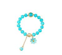 Nexoluxa Colorful Flower Bracelets for Women Beaded Charm Strand Stretch Crystal Bracelet with Daisy Stretch Design and Extension Chain Jewelry, Adjustable, Crystal, no gemstone