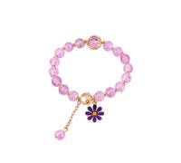 Nexoluxa Colorful Flower Bracelets for Women Beaded Charm Strand Stretch Crystal Bracelet with Daisy Stretch Design and Extension Chain Jewelry, Adjustable, Crystal, no gemstone