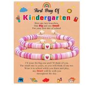 Nexoluxa First Day of School Bracelet Back to School Gifts First Day of Heart Love Cute First Second School Bracelet Gifts Set of 2 Colorful Elastic Rope Bracelet for Women, Adjustable, clay, no