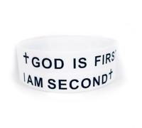 Nexoluxa GOD IS FIRST Bracelet for Men Women Bible Verse Jesus Christian Im Second Bracelet Rubber Faith Believers Gift, Adjustable, no gemstone