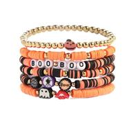 Nexoluxa Halloween Jewelry Bracelets for Women Surfer Heishi Stackable Disc Clay Beaded Stretch Bracelets Elastic Layering Friendship Bracelets Boho Summer Beach Jewelry, Adjustable, Nickel, no