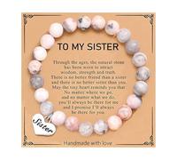 Nexoluxa Natural Stone Bracelet for Women Men Valentine's Day Gifts Inspirational Encouragement Heart Charm Bracelets Birthday Gifts with Message Card, Adjustable, Stone, no gemstone