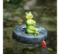 Nexoria Cute Animal Fishing Figurine Resin Miniature Sculpture, Floating Frog Pond Ornaments, Resin Statue Frog Sculpture for Garden Pond Pool Decorations Patio Lawn Ornament