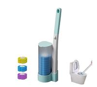 Nexoria Disposable Toilet Brush, Disposable Toilet Cleaning System Wall Toilet Wand Kit Disposable Toilet Bowl Brush with 6Pcs Replacement Heads Toilet Bowl Cleaning System for Bathroom (Blue)
