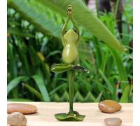 Nexoria Green Yoga Frog Resin Ornament, Garden Statue Home Office Desk Decoration, Cute Frog Sculpture for Indoor and Outdoor Garden, Home, Patio, Porch Decor (Yoga Frog - Tree Style)