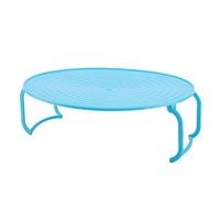 Nexoria Microwave Folding Tray, Foldable Microwave Plate Stacker Plastic Round Steaming Rack Microwave Stacker Baking Oven Tray Microwave Rack for Bacon Frozen Snacks Cooking Supplies (Blue)